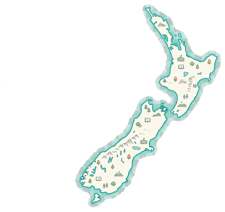 Illustrated map of New Zealand